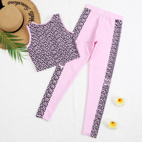 Split pants vest two-piece sports yoga women's swimsuit