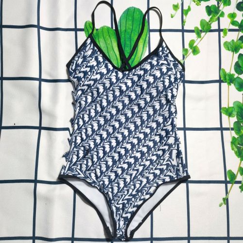 Letter printed one piece backless women's swimsuit