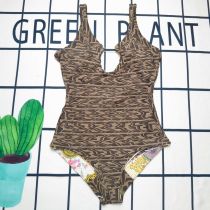 Women's swimwear with printed one-piece letters and pins Women's swimwear with printed one-piece letters and pins