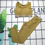 Solid color split length pants two-piece yoga sports women's swimsuit