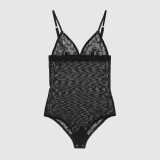 Mesh letter embroidery with transparent lace split swimsuit