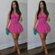 Hanging neck and backless pleated dress