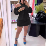 Hollow Off Shoulder Cross Collar Short Dress