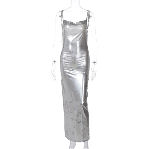 Open back slim fit camisole dress