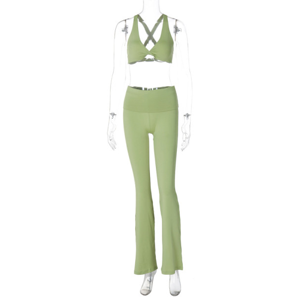 Sports yoga vest slim fit leggings set