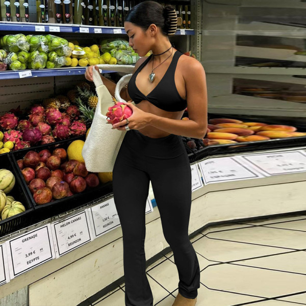 Sports yoga vest slim fit leggings set