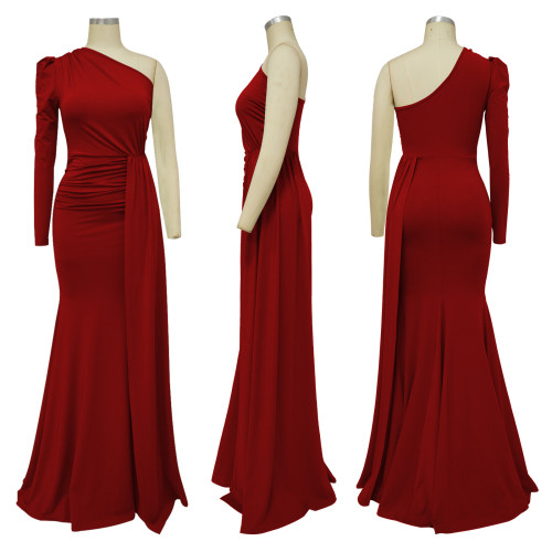 Dress long skirt with slanted collar and patchwork dress