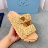 Triangle woven thick sole Velcro slippers