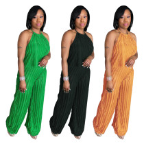 Open back sleeveless wooden ear edge hanging neck set