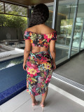 Band and drawstring printed two-piece set