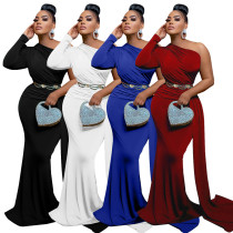 Dress long skirt with slanted collar and patchwork dress