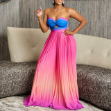 Chestless and backless gradually changing wide leg jumpsuit