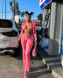 Velvet heart-shaped diamond micro flared pants sexy three piece set