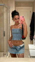 Strapless short camisole tank top denim strapless