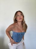 Strapless short camisole tank top denim strapless