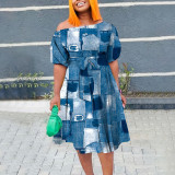 Lace up plus size long skirt