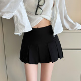 Invisible zipper short pleated skirt
