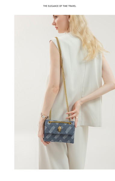 Denim chain shoulder crossbody bag