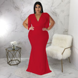 Sexy tassel V-neck long sleeved slim fit dress