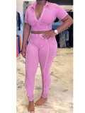Wash and make old collar deep V two-piece set