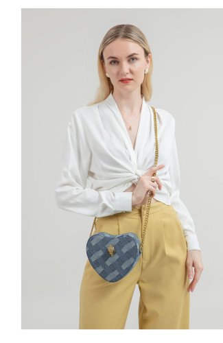 Denim chain shoulder crossbody bag, small bag