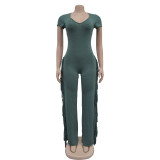 Women's multi colored optional short sleeved jumpsuit