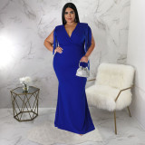 Sexy tassel V-neck long sleeved slim fit dress