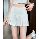 Invisible zipper short pleated skirt
