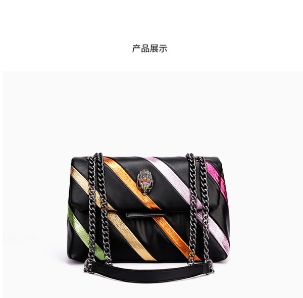 Rainbow women's bag with contrasting color splicing chain single shoulder crossbody bag