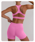 High waisted sports top, hip lifting shorts set