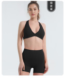 High waisted, abdominal and hip lifting pants with chest cushion yoga suit set