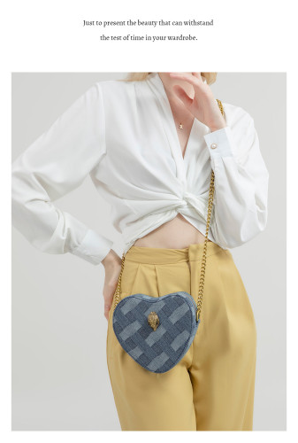 Denim chain shoulder crossbody bag, small bag