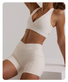 High waisted sports top, hip lifting shorts set