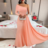 Slanted Shoulder Dress Evening Dress