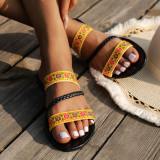 Colorful rhinestones, lightweight, one foot flip flops