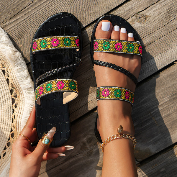Colorful rhinestones, lightweight, one foot flip flops