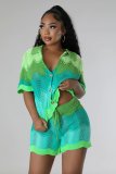 Knitted short sleeved shorts casual set two-piece set
