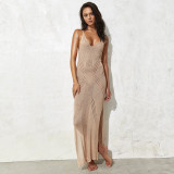 Strap knit bikini long dress beach dress