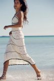 Knitted hollow out long suspender dress