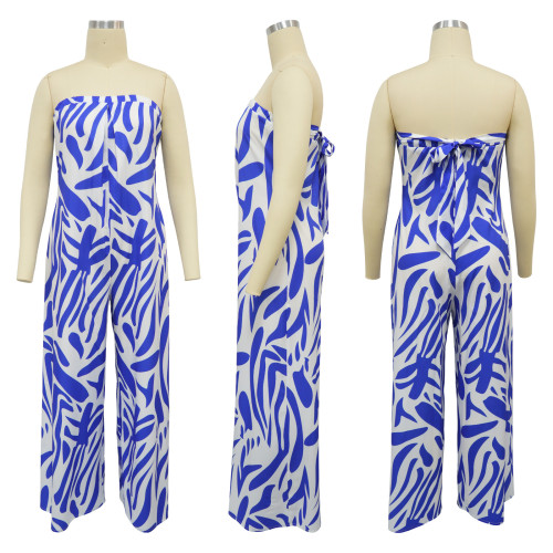 Women's printed sleeveless wide leg jumpsuit