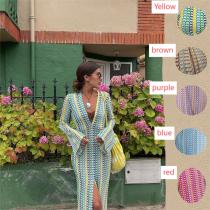 Color blocked lace hollow out low cut front slit jumpsuit long skirt Color blocked lace hollow out low cut front slit jumpsuit long skirt