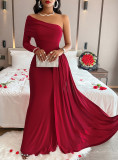 Slanted Shoulder Dress Evening Dress