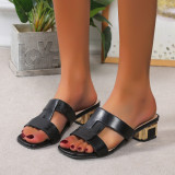 Large hollow thick heel sandals