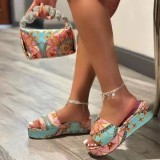 One line silk thick soled slippers