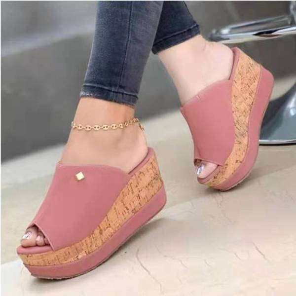 Slope heel thick soled women's slippers