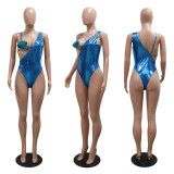 Backless swimsuit solid color triangle jumpsuit