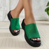 One line sloping heel thick soled slippers