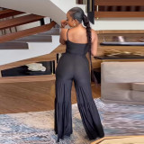 Elastic flared pants strap two-piece set
