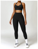 Gather tight neck hanging back yoga set
