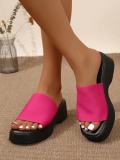 One line sloping heel thick soled slippers